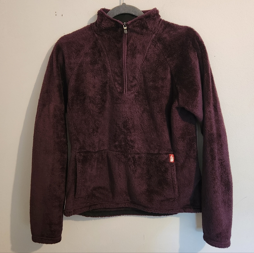 The North Face High Loft Fleece Quarter Zip Pullover Medium Like New, Purple